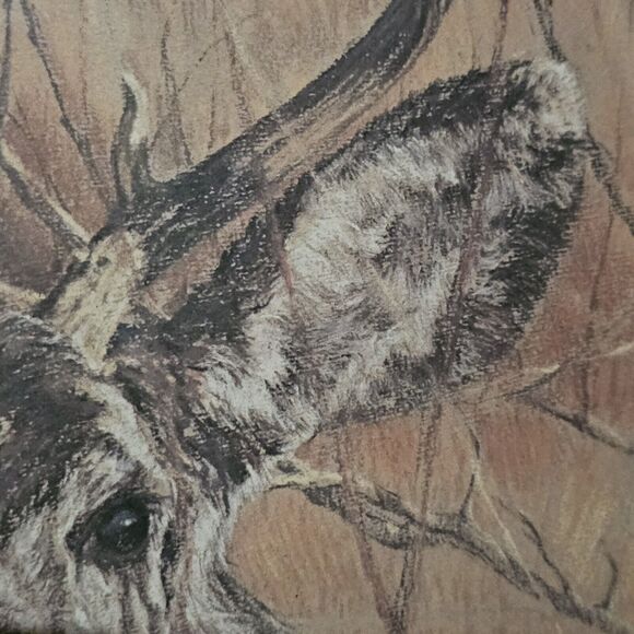 Deer Portrait Original Wood Framed Print Signed Nature Country Wall Decor - Picture 4 of 10